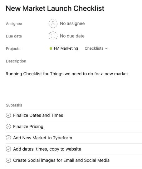 Sample Asana Workflow.